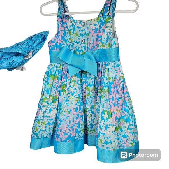 Youngland Sleeveless Floral Swiss Dot Dress w/Pink Rosette and Bolero Jacket 2T - Picture 6 of 16